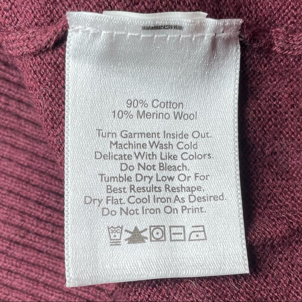 EDDIE BAUER COTTON / WOOL PREPPY V-NECK SWEATER MAROON - L - Picture 4 of 5